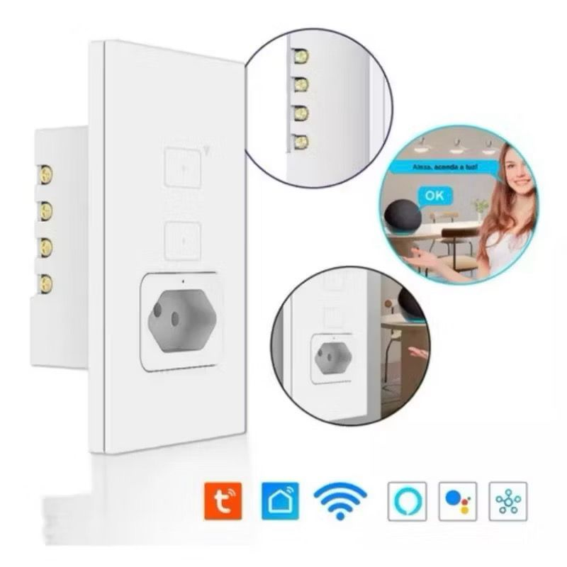 Interruptor Inteligente Wi-fi Touch 1 ou 2 Teclas com Tomada