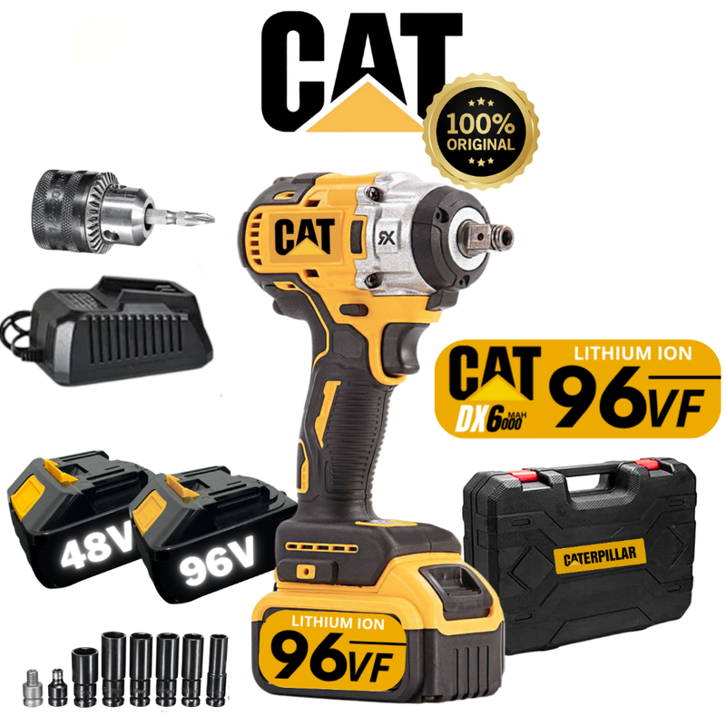 CAT Parafusadeira Furadeira e Chave De Impac 96V + 48V 02 Baterias Soquetes com Maleta Profissional - AUTENTICA