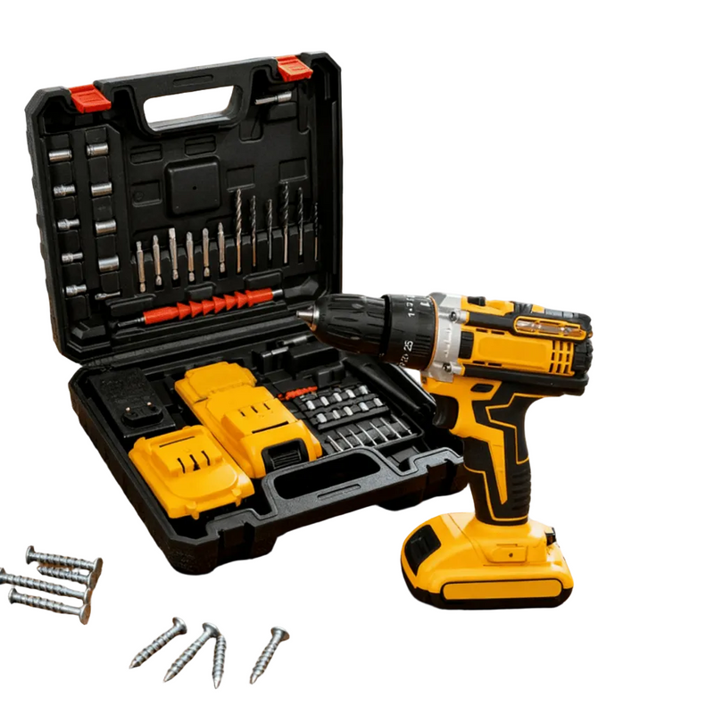 Parafusadeira Furadeira de Elétrica Sem Fio Impacto 48V Bateria 3 funções Kit Completo Acessórios