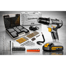 Kit Furadeira Parafusadeira de Impacto Sem Fio 21V 3/8” com Maleta + Jogo de Brocas, Bits e Buchas 300 Peças