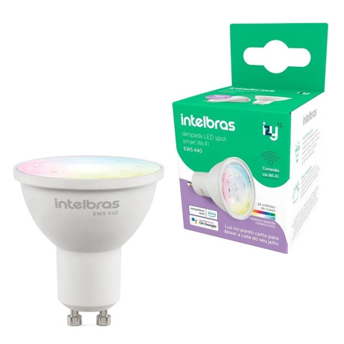 Lâmpada Led Spot Smart Wifi Inteligente Intelbras Ews 440 Via App Celular Compativel Alexa