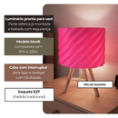 Abajur LED Decorativo Spirale Wood Espiral Moderno com Base de Madeira para Quarto e Sala