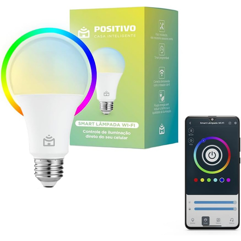 Lâmpada Smart Wi-Fi Positivo Casa Inteligente RGB 9W Bivolt