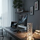 Luminária de Mesa Touch LED Recarregável Sem Fio USB Decorativa Candeeiro 3D Luz Ambiente Alumínio