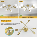 Lustre Moderno Lâmpada De Teto Semi-Embutida Iluminação De Ouro Antiga Nórdica Decorativa De Casa