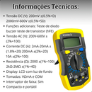 Kit Multímetro Digital 2000 Contagens + Caneta Teste Digital 6 Funções Profissional Completo Durável