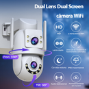 JOOAN Câmera sem fio com WiFi 5G lente dupla e tela à prova d'água, áudio bidirecional PTZ externo