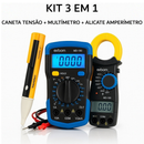 Kit Multimetro Digital Profissional Sem Bipe e Com Bipe Dígitos Painel Iluminado Com Bateria e Ponta