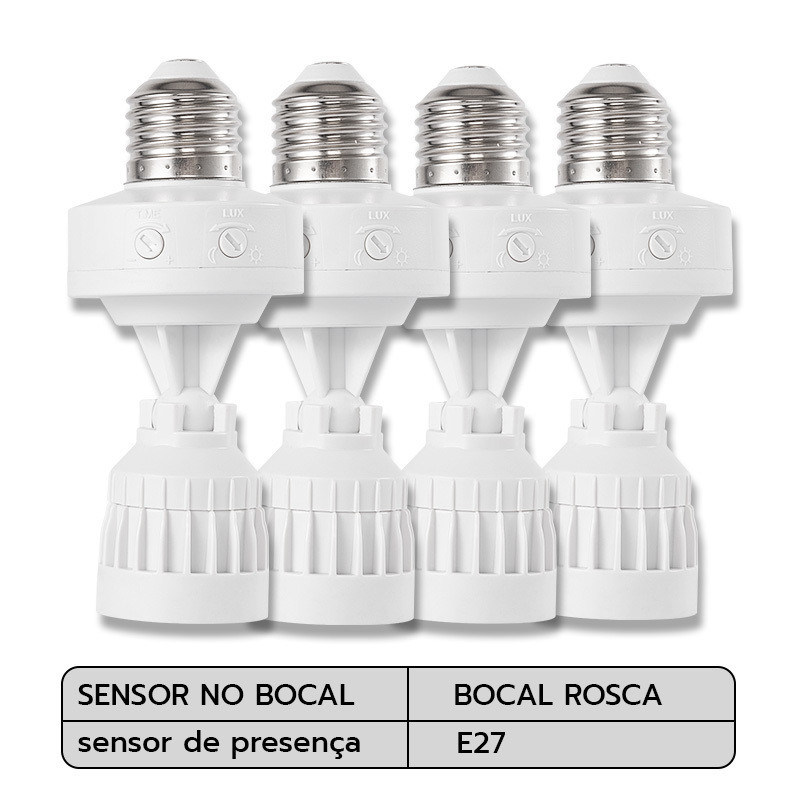 Sensor de Movimento E27 Bivolt 360° para Lâmpada Luz Automática