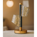 Candeeiro de Mesa com LED e Cúpula Dupla em Cristal